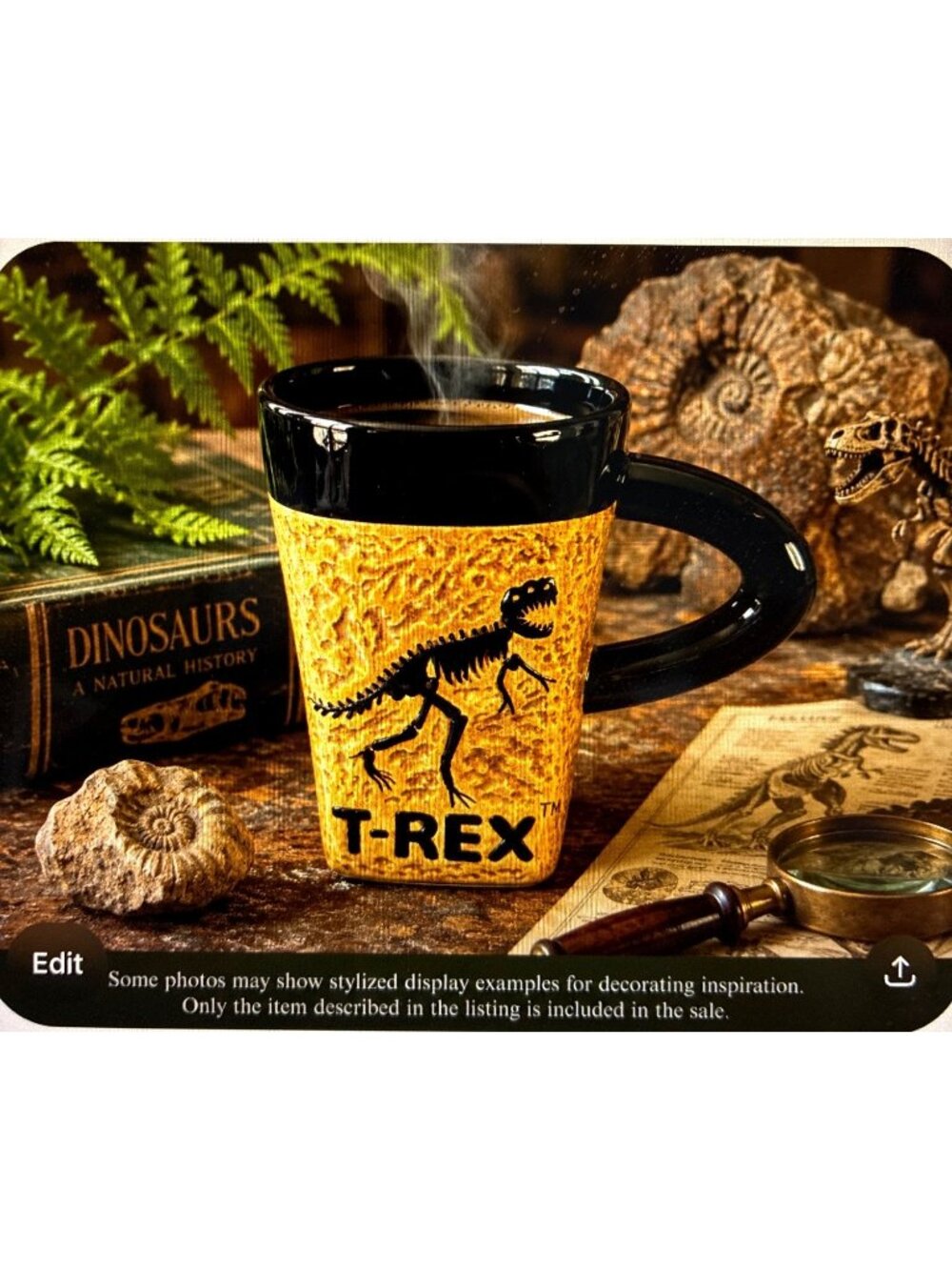 Vintage T-Rex Dinosaur 14 oz Textured Ceramic Coffee Mug - Picture 8 of 11